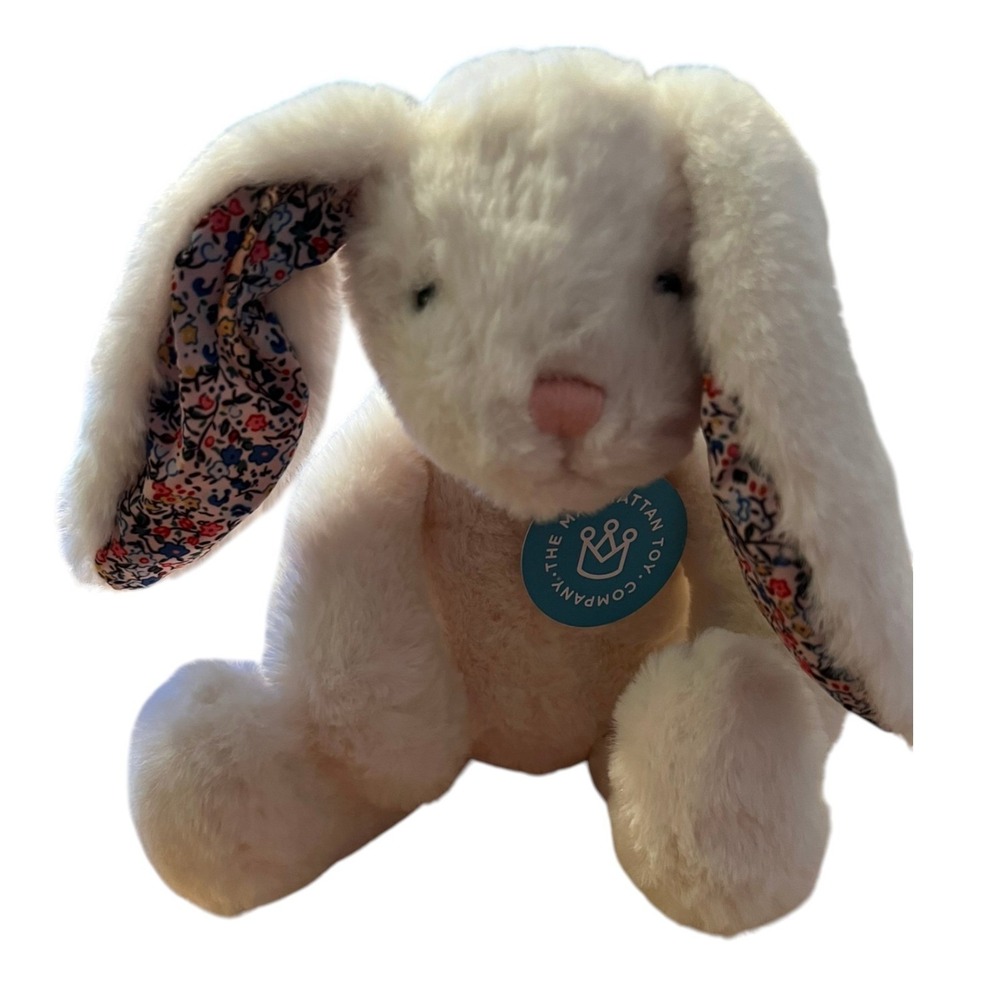 Manhattan Toy Pattern Pals Bunny‎ Plush White Brand New Floral Ears 323862